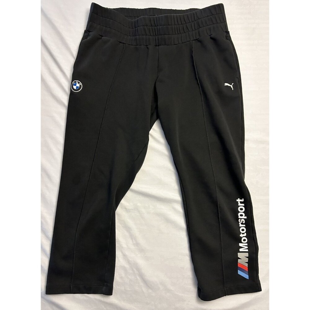 Womens Puma BMW Motorsport Racing Black Lounge Sweat Pants Adult Size XL Cropped